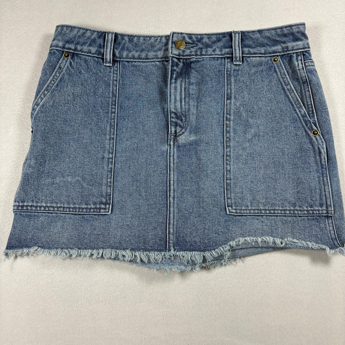 Michael Kors Womens Skirt 8 Blue Denim Mini Frayed Hem Y2K 90s Vintage Grunge