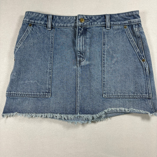 Michael Kors Womens Skirt 8 Blue Denim Mini Frayed Hem Y2K 90s Vintage Grunge