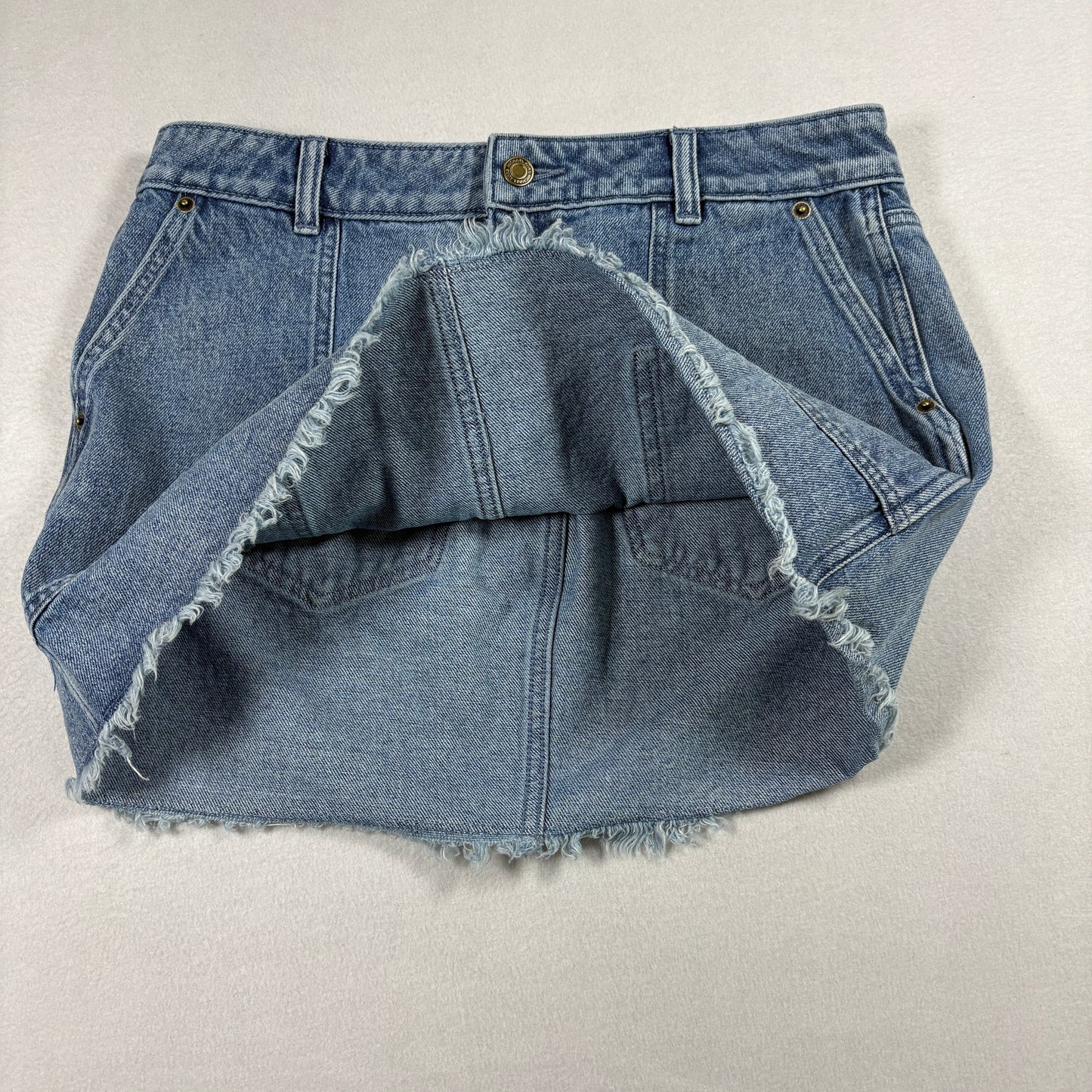 Michael Kors Womens Skirt 8 Blue Denim Mini Frayed Hem Y2K 90s Vintage Grunge