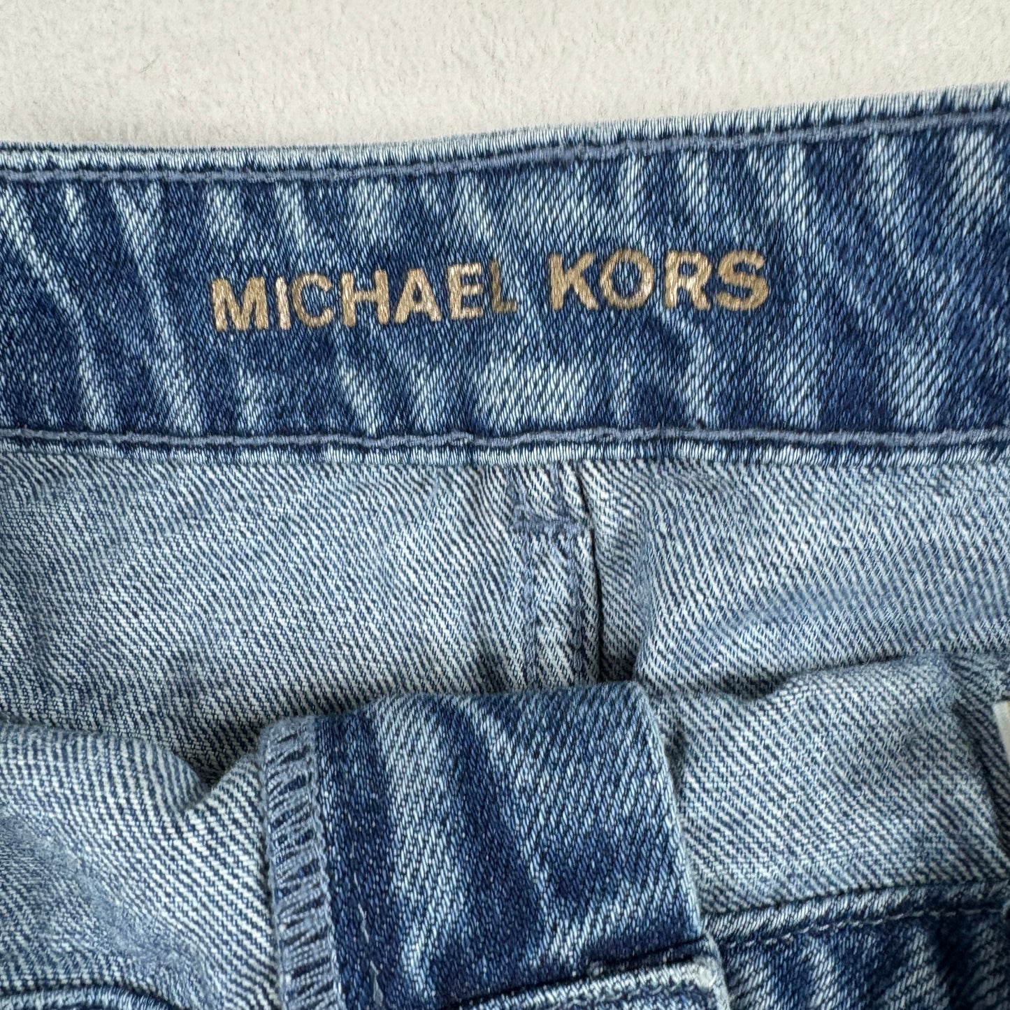 Michael Kors Womens Skirt 8 Blue Denim Mini Frayed Hem Y2K 90s Vintage Grunge