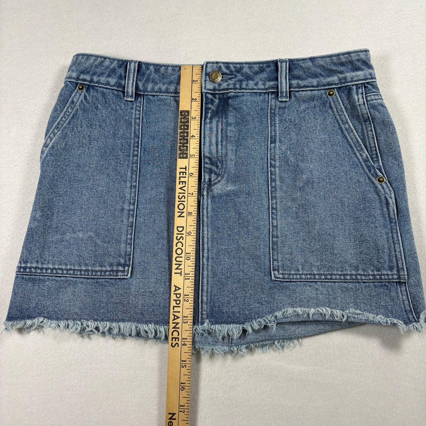 Michael Kors Womens Skirt 8 Blue Denim Mini Frayed Hem Y2K 90s Vintage Grunge