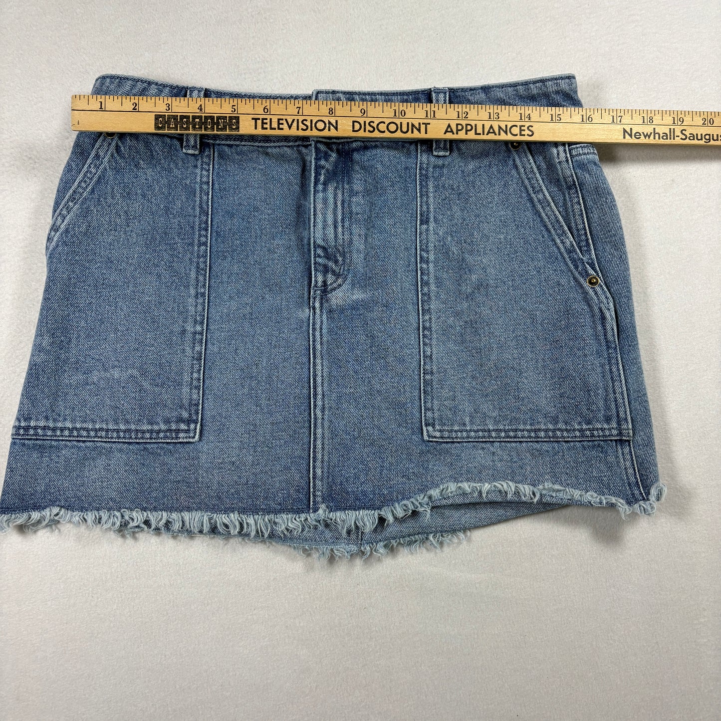 Michael Kors Womens Skirt 8 Blue Denim Mini Frayed Hem Y2K 90s Vintage Grunge