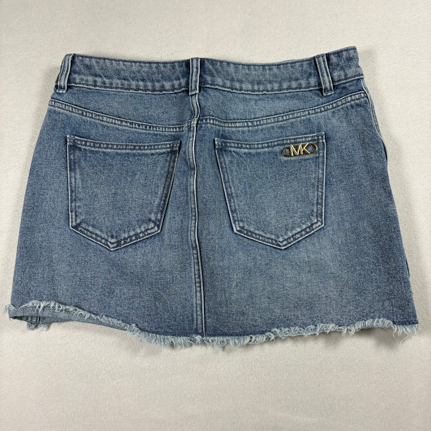 Michael Kors Womens Skirt 8 Blue Denim Mini Frayed Hem Y2K 90s Vintage Grunge