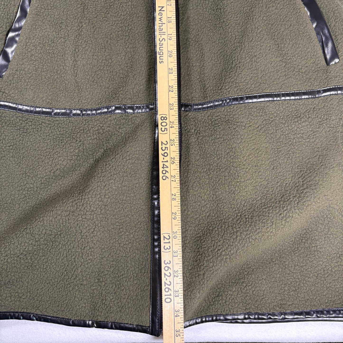 Prettygarden Jacket Women M Olive Green Longline Fleece Coat Faux Leather Trim NWT