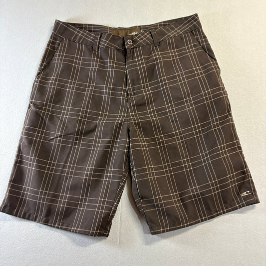 O'Neill Plaid Walking Shorts Mens 36 Brown Skate Surf Casual Y2K Streetwear