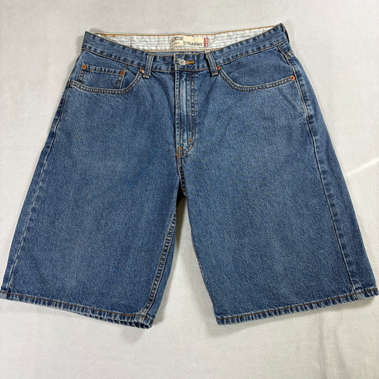Levis 569 Mens W34 Loose Fit Straight Denim Shorts Blue Medium Wash Skater Y2K