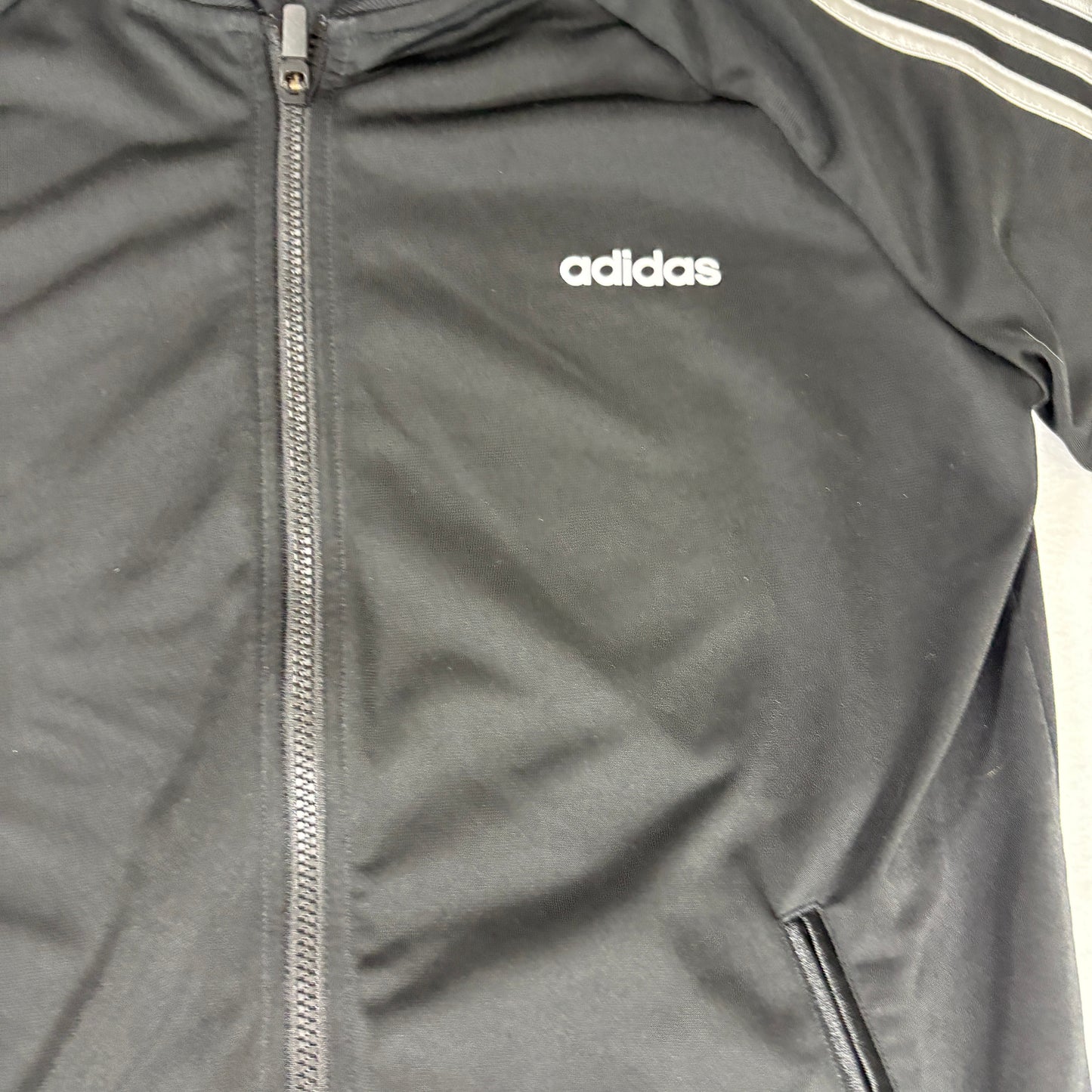 Adidas Jacket Large Black 3 Stripes Track Top Full Zip Retro Sport Training