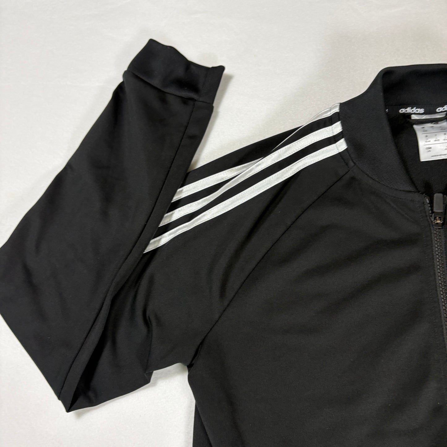 Adidas Jacket Large Black 3 Stripes Track Top Full Zip Retro Sport Training