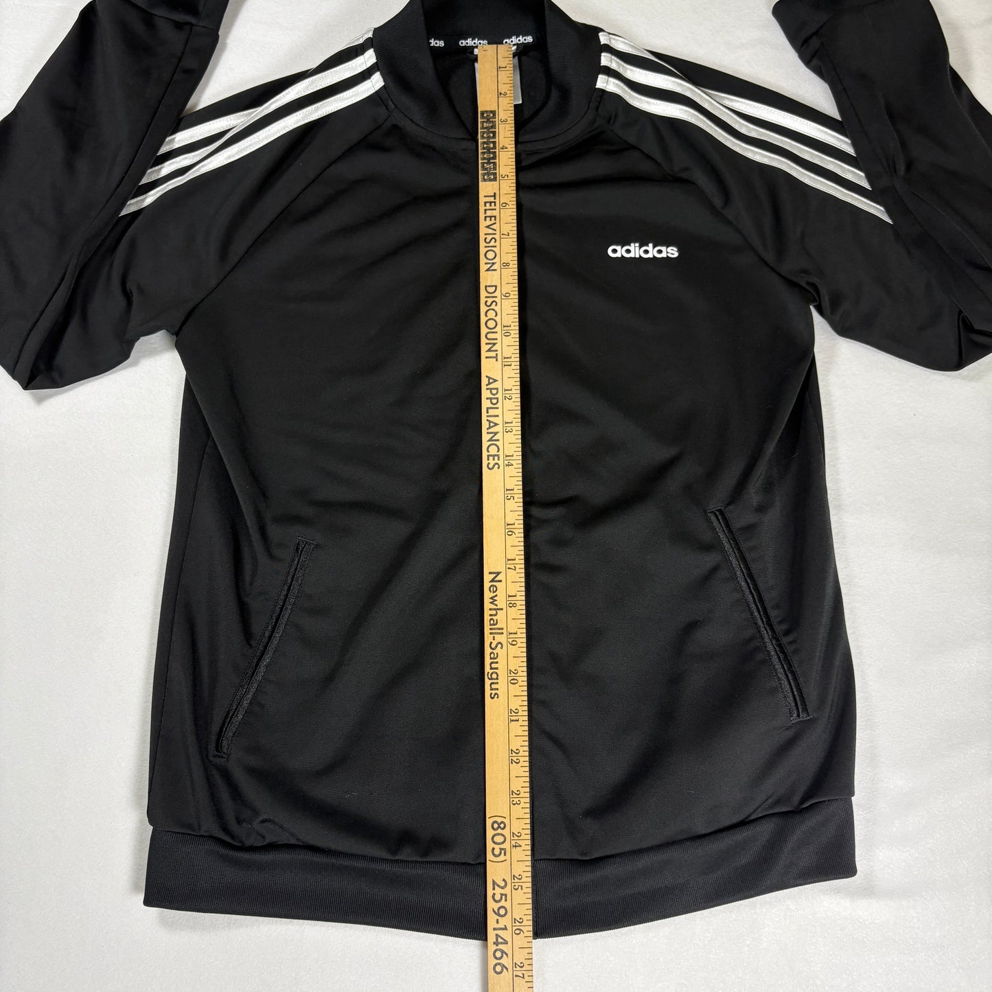 Adidas Jacket Large Black 3 Stripes Track Top Full Zip Retro Sport Training
