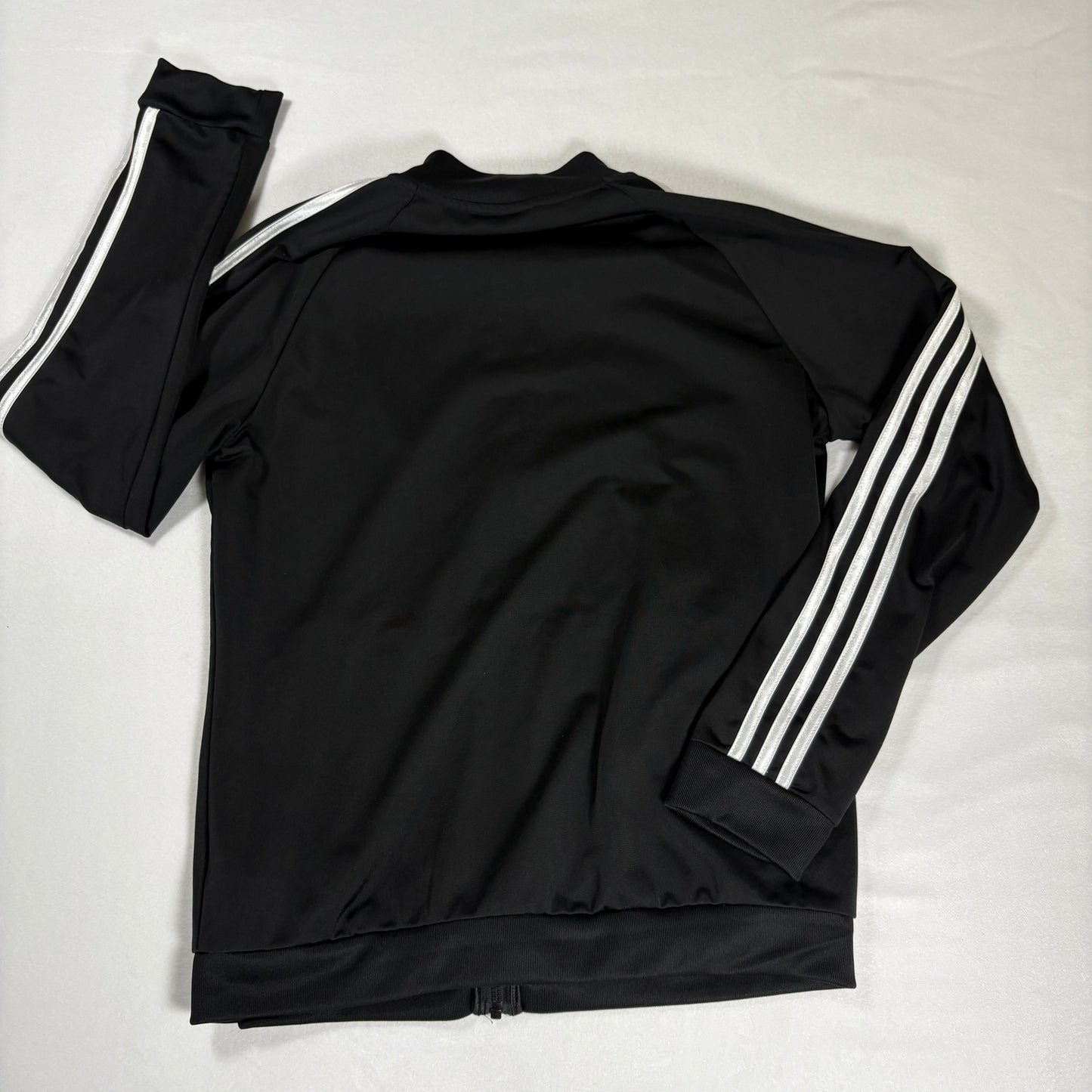 Adidas Jacket Large Black 3 Stripes Track Top Full Zip Retro Sport Training