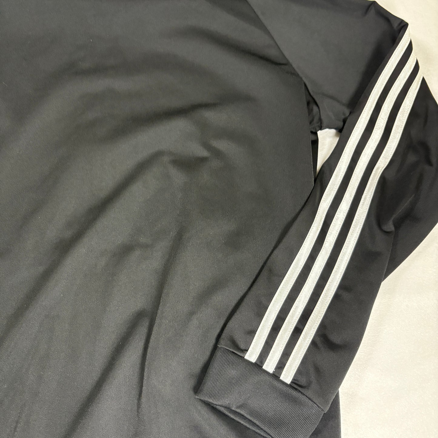 Adidas Jacket Large Black 3 Stripes Track Top Full Zip Retro Sport Training