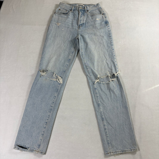 PacSun Womens Mom Jeans Distressed Light Wash Straight Leg Denim Blue Size 24