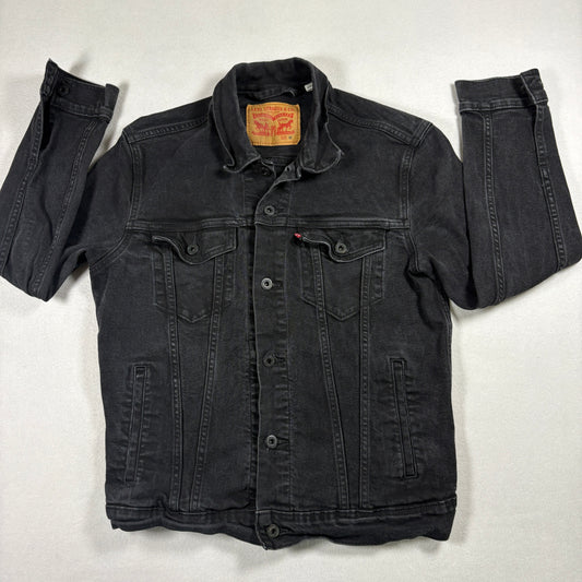 Levis Mens Jacket M Black Denim Trucker Jean Coat Vintage Y2K 90s Grunge
