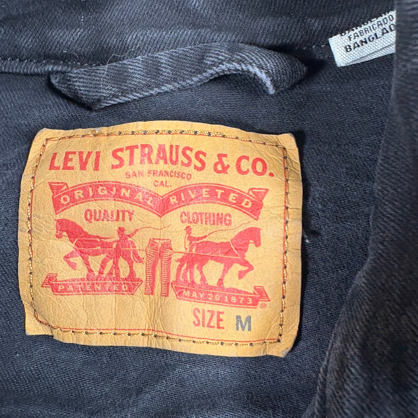 Levis Mens Jacket M Black Denim Trucker Jean Coat Vintage Y2K 90s Grunge