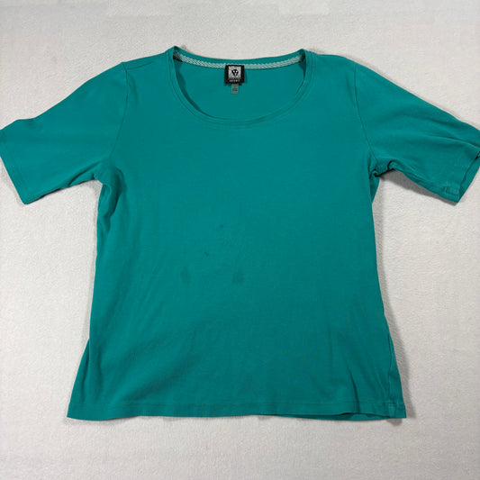 Anne Klein Sport Teal T Shirt Womens Large Scoop Neck Casual Basic Tee