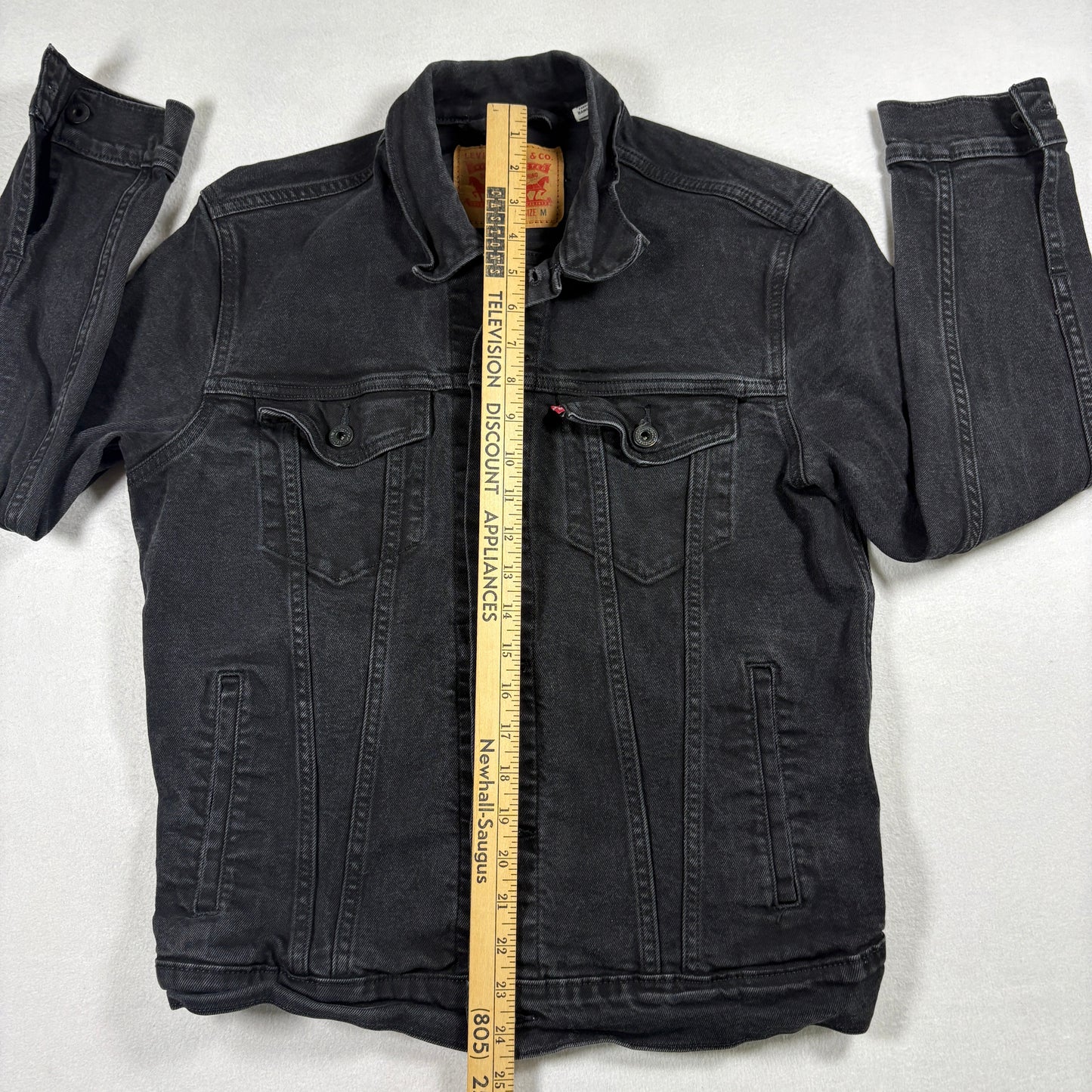 Levis Mens Jacket M Black Denim Trucker Jean Coat Vintage Y2K 90s Grunge