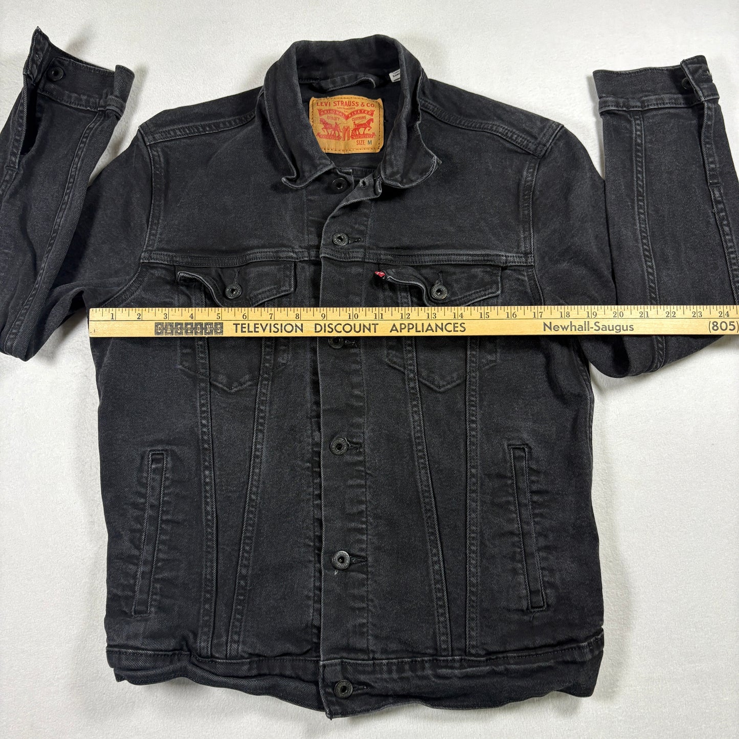 Levis Mens Jacket M Black Denim Trucker Jean Coat Vintage Y2K 90s Grunge