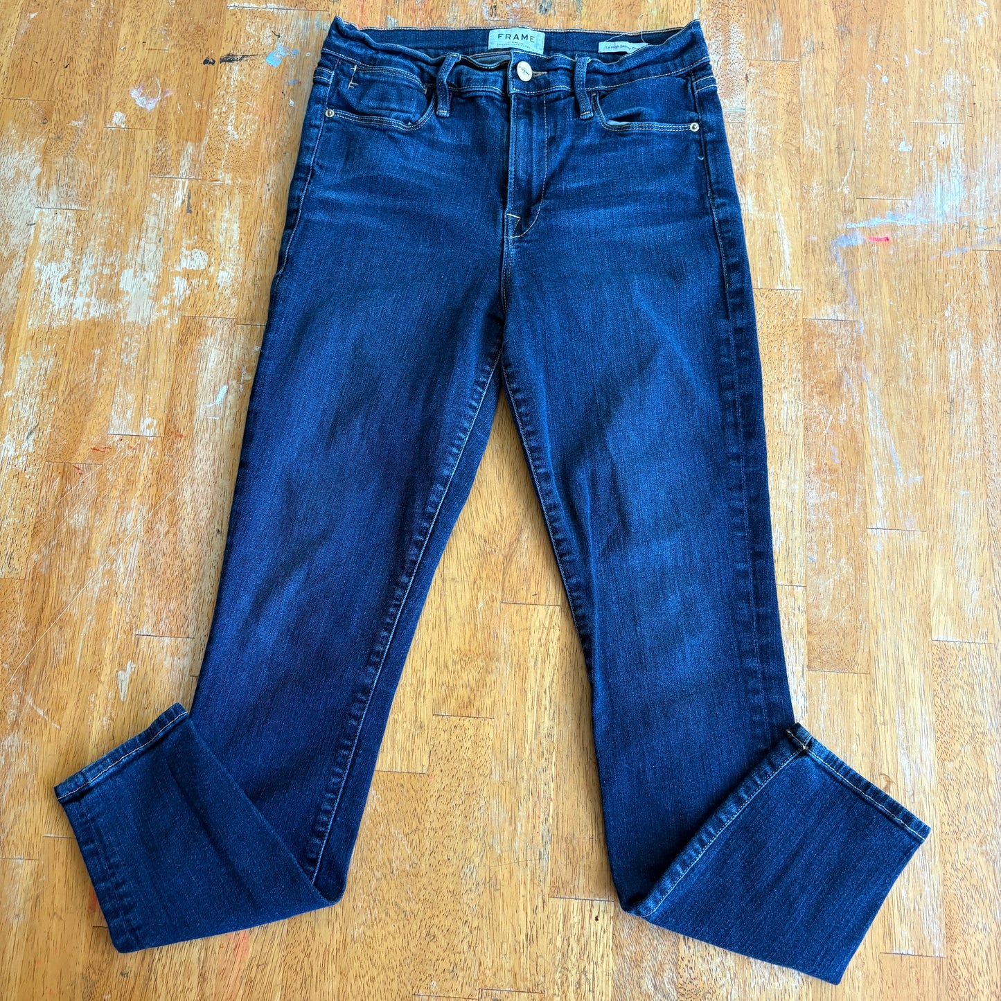 Frame Jeans Womens 29 Le High Skinny Crop Blue Stretch Denim USA Made Vintage Go