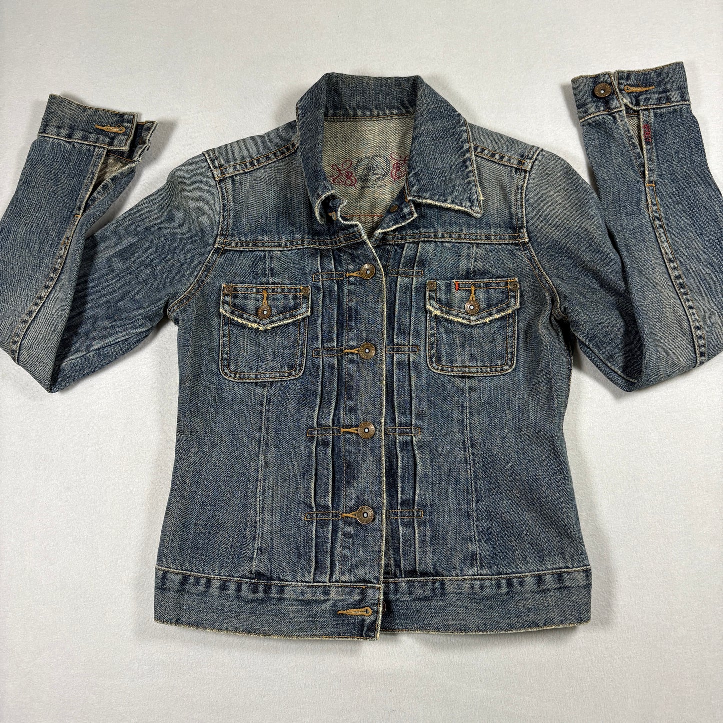 Gap Womens S Denim Jacket Limited Edition Trucker Distressed Blue Y2K 90s
