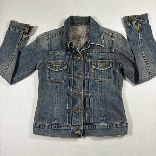 Gap Womens S Denim Jacket Limited Edition Trucker Distressed Blue Y2K 90s