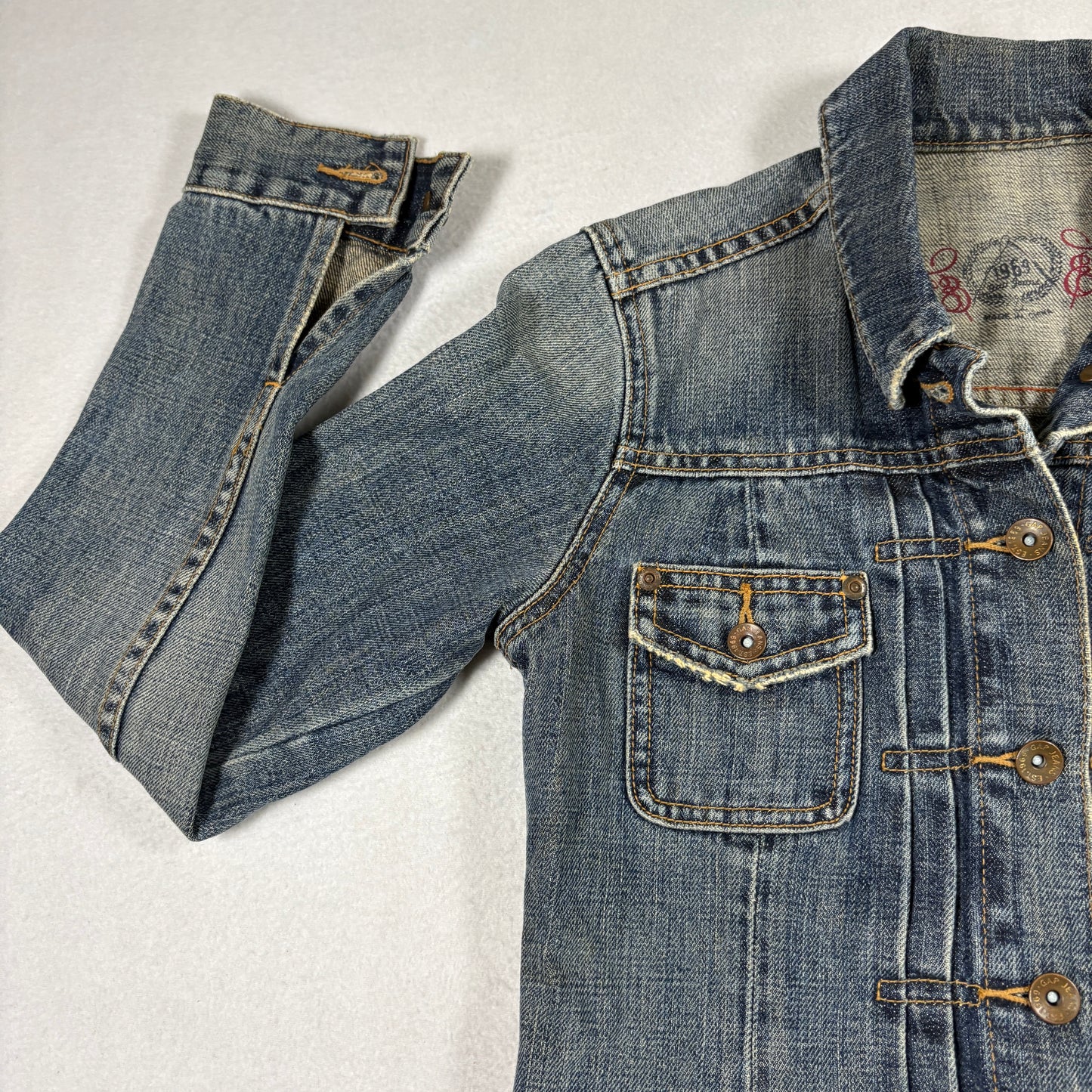 Gap Womens S Denim Jacket Limited Edition Trucker Distressed Blue Y2K 90s