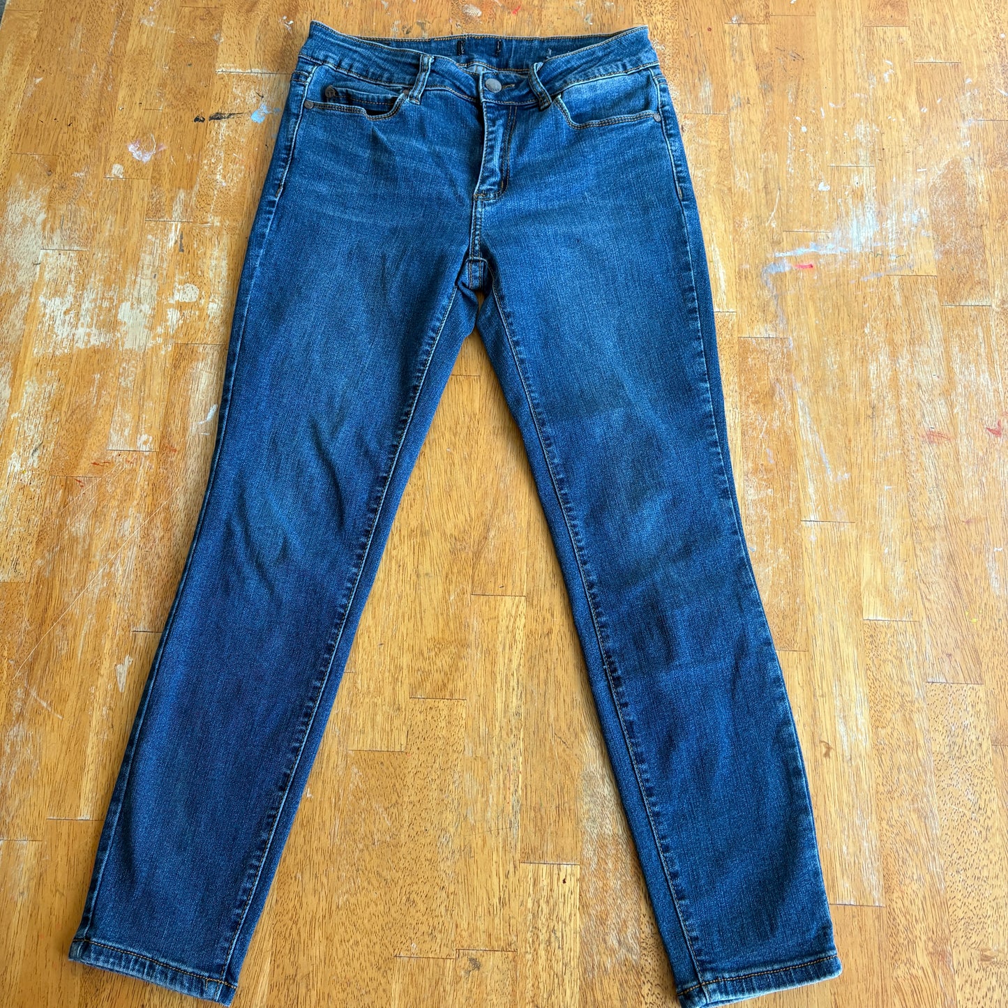 Tahari Jeans Womens 4 27 Blue Skinny Stretch Denim Mid Rise Classic Fit Style Go