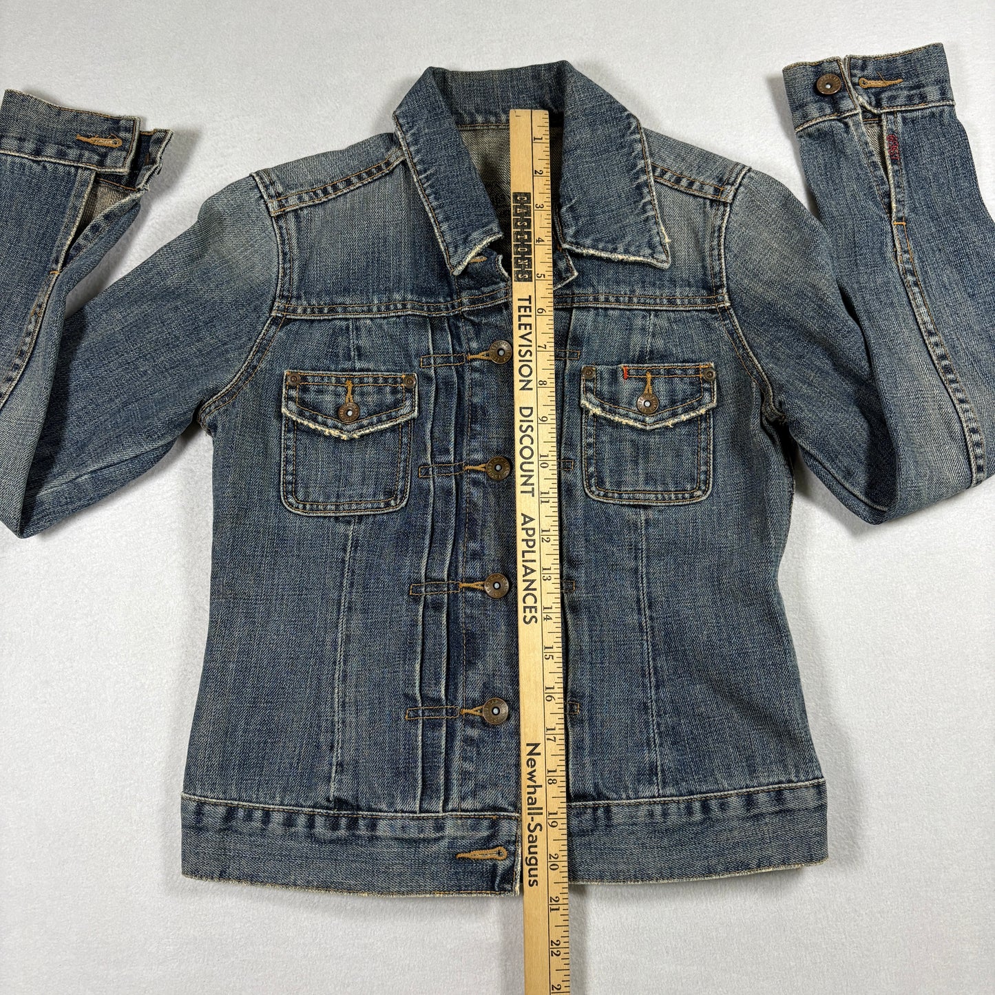 Gap Womens S Denim Jacket Limited Edition Trucker Distressed Blue Y2K 90s