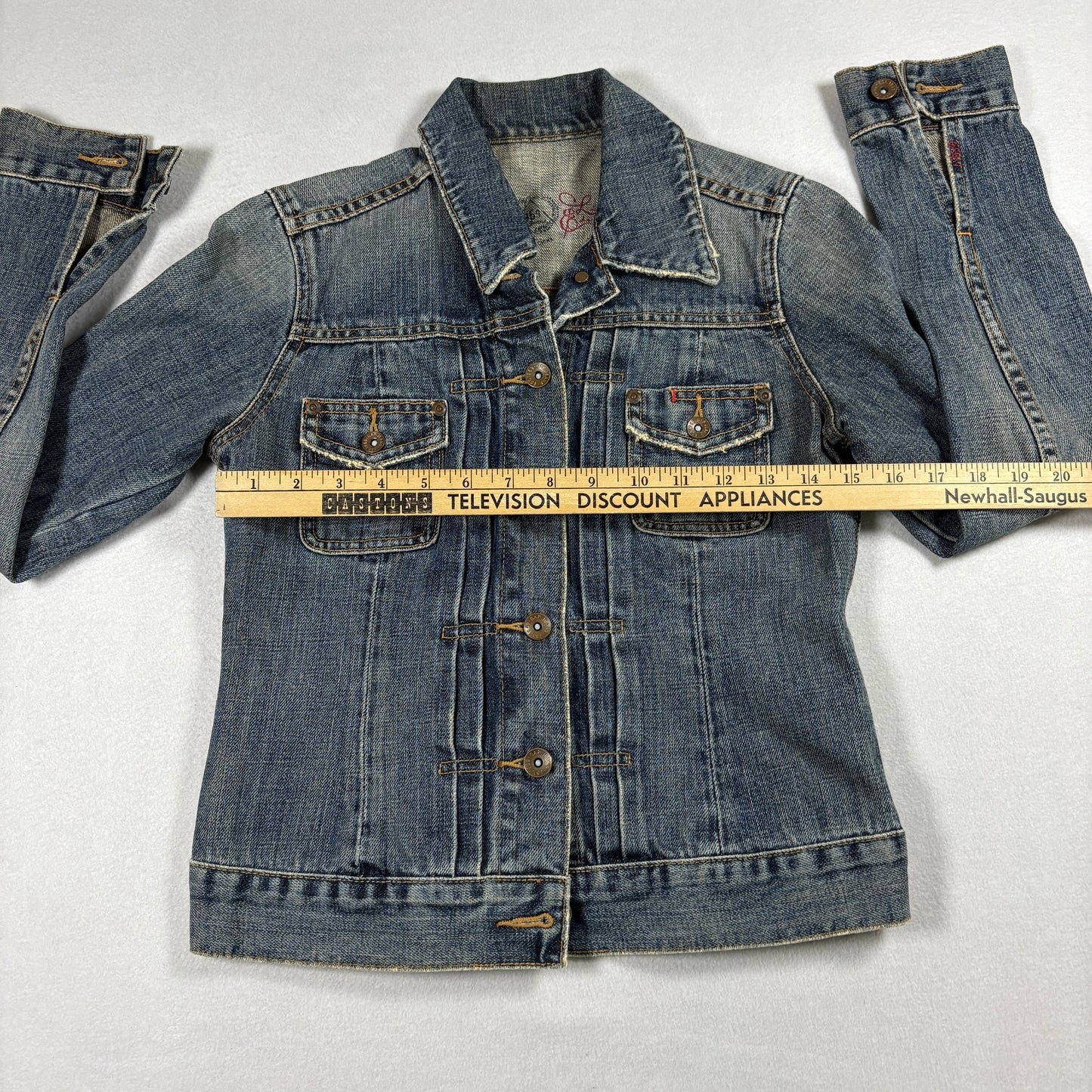 Gap Womens S Denim Jacket Limited Edition Trucker Distressed Blue Y2K 90s