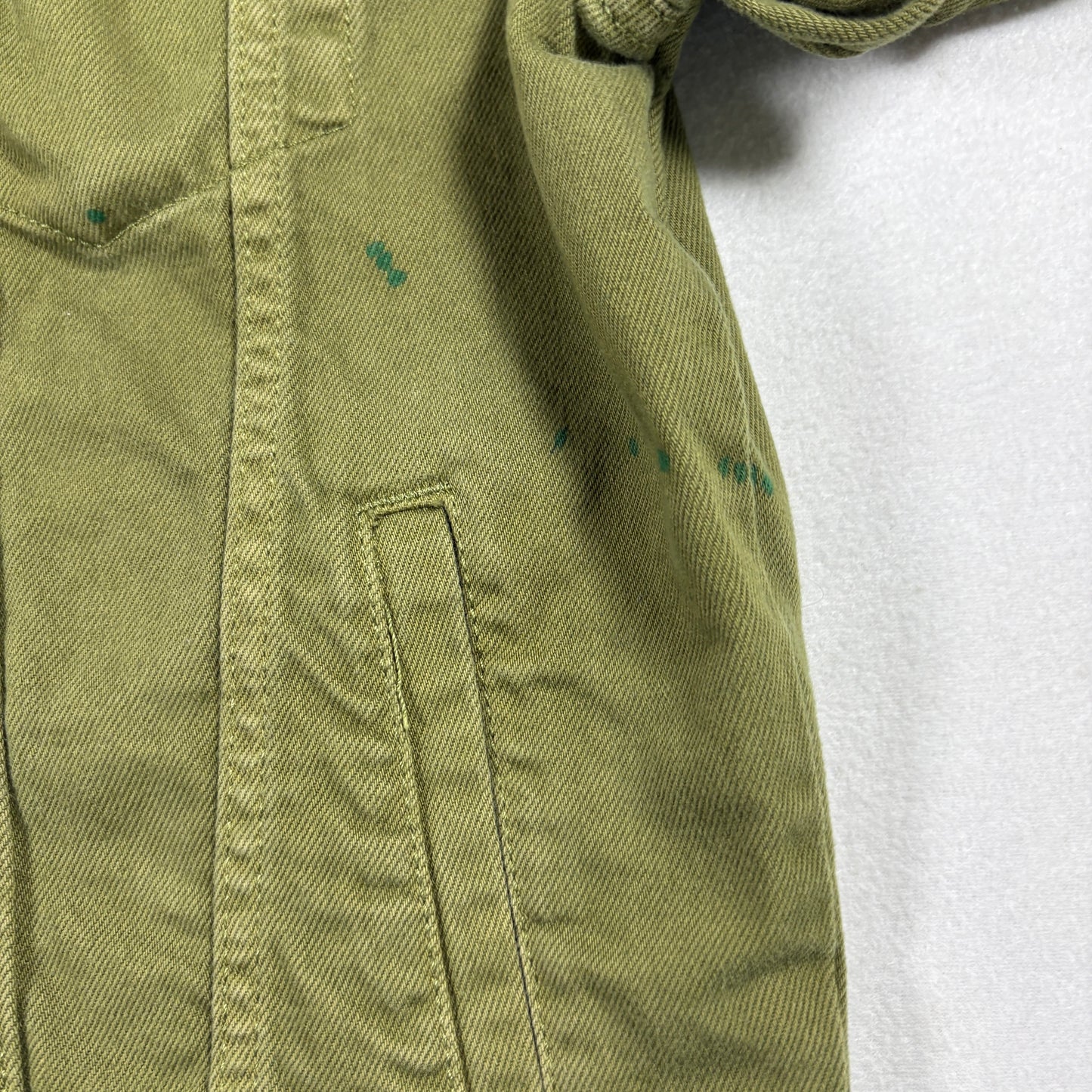 Forever 21 Mens M Jacket Olive Green Trucker Utility Button Up Streetwear Y2K