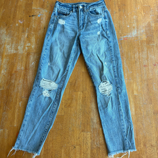 Garage Denim Jeans Womens 00 23 Blue Mom Distressed Raw Hem Vintage Y2K Fit Slim