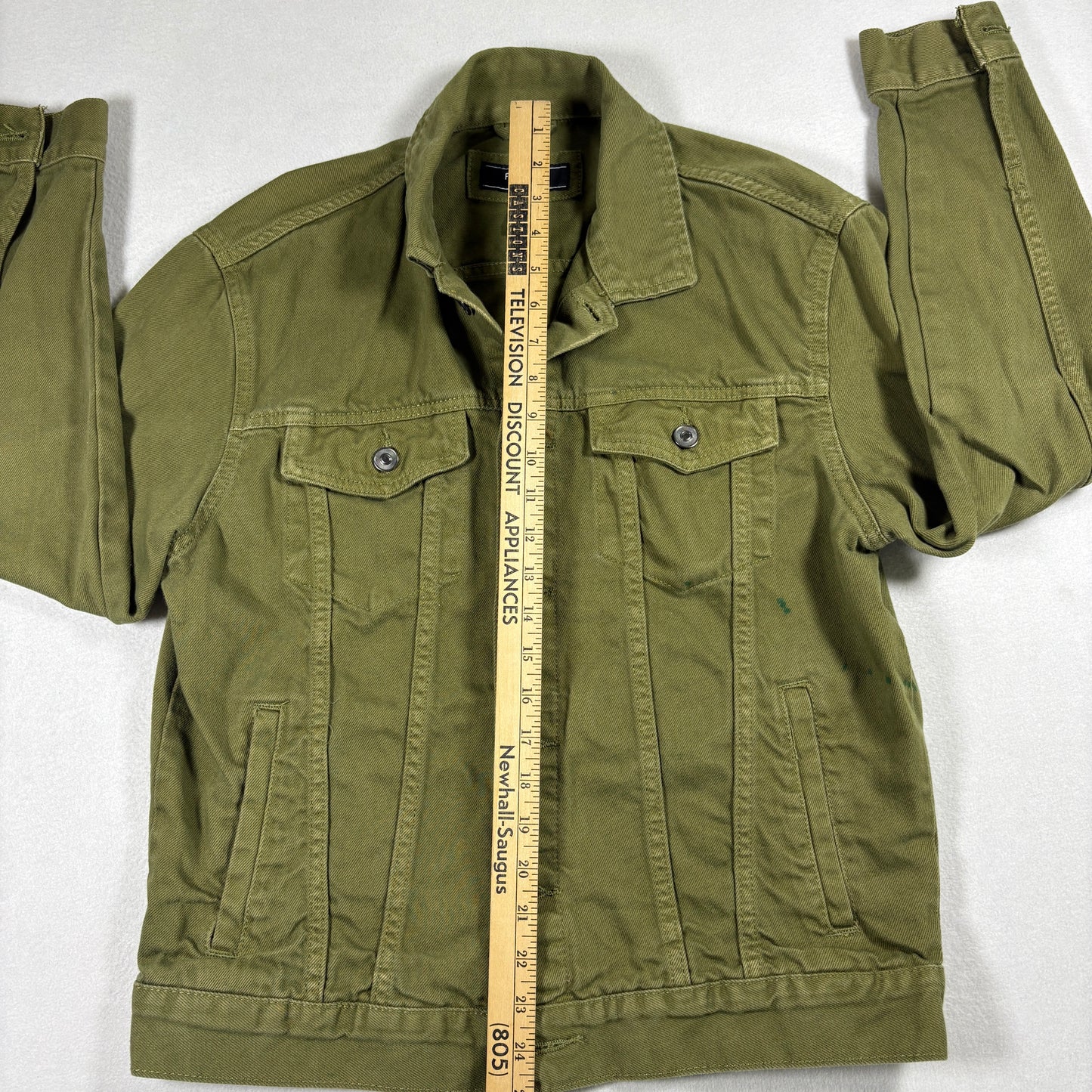 Forever 21 Mens M Jacket Olive Green Trucker Utility Button Up Streetwear Y2K