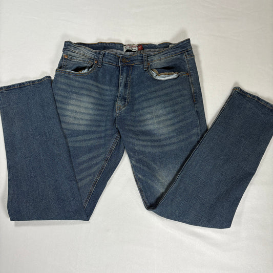 Hudson & Barrow Jeans Men 36 Blue Distressed Straight Fit Denim Faded Wash NYC