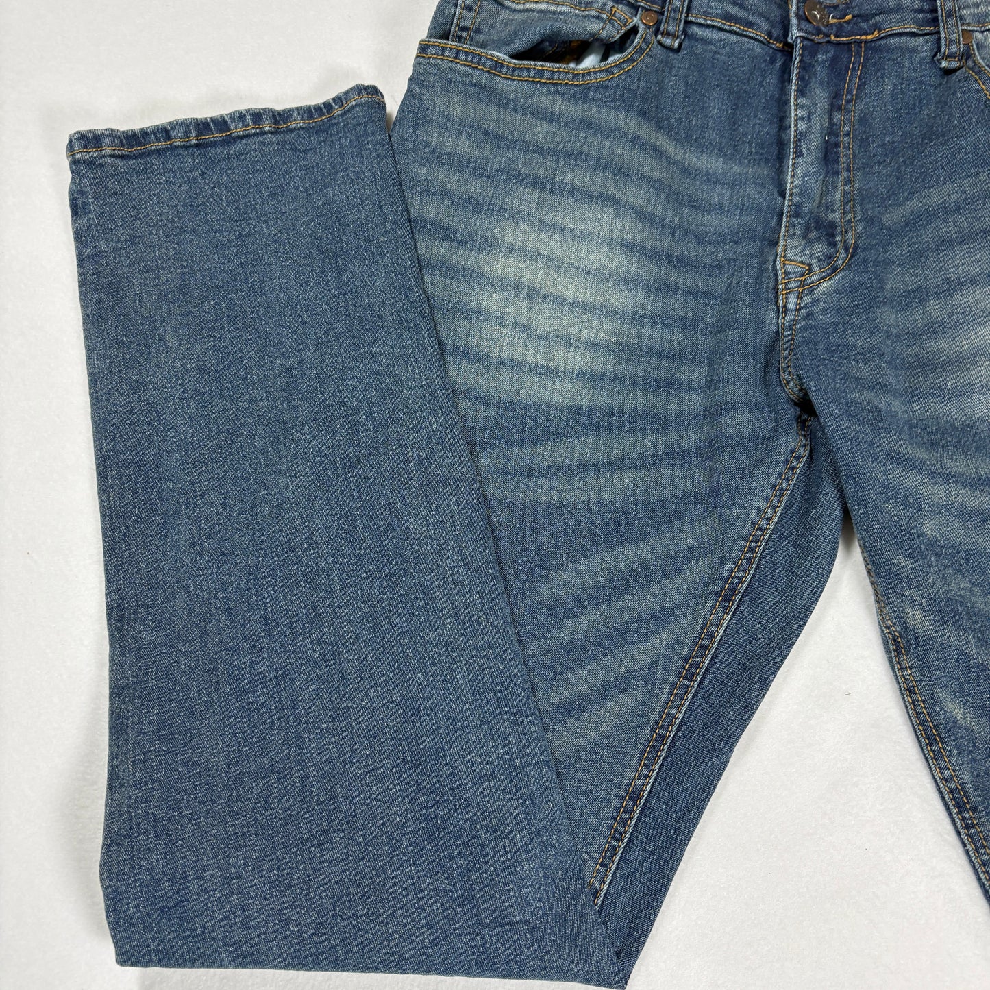 Hudson & Barrow Jeans Men 36 Blue Distressed Straight Fit Denim Faded Wash NYC