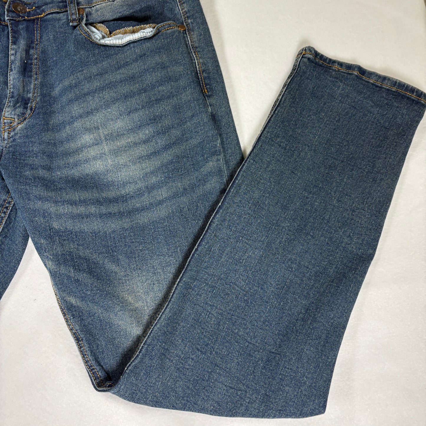 Hudson & Barrow Jeans Men 36 Blue Distressed Straight Fit Denim Faded Wash NYC