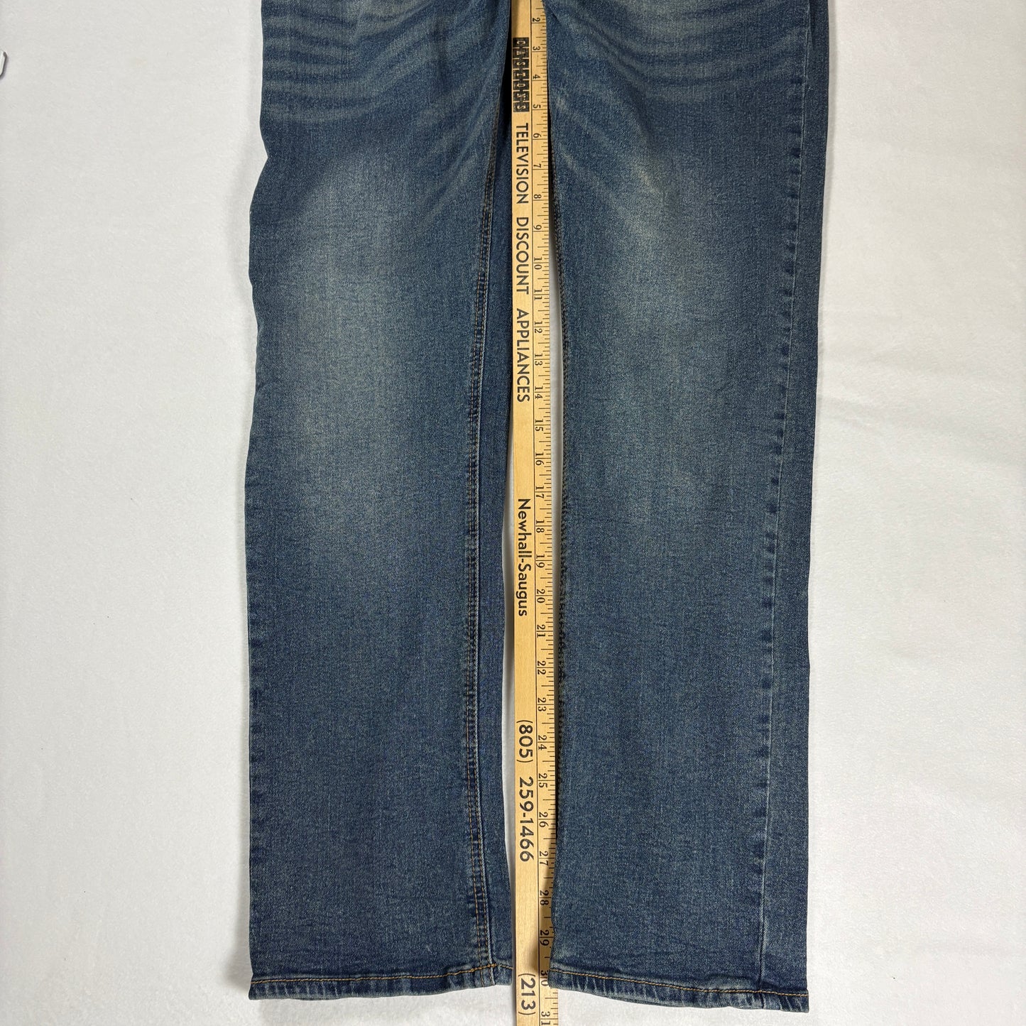 Hudson & Barrow Jeans Men 36 Blue Distressed Straight Fit Denim Faded Wash NYC