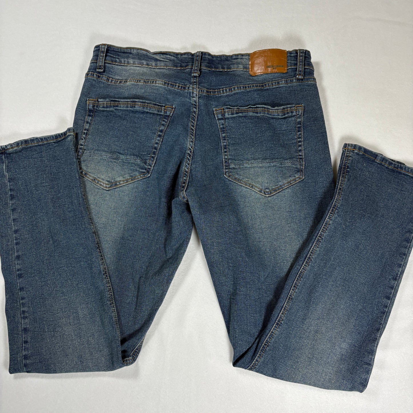 Hudson & Barrow Jeans Men 36 Blue Distressed Straight Fit Denim Faded Wash NYC