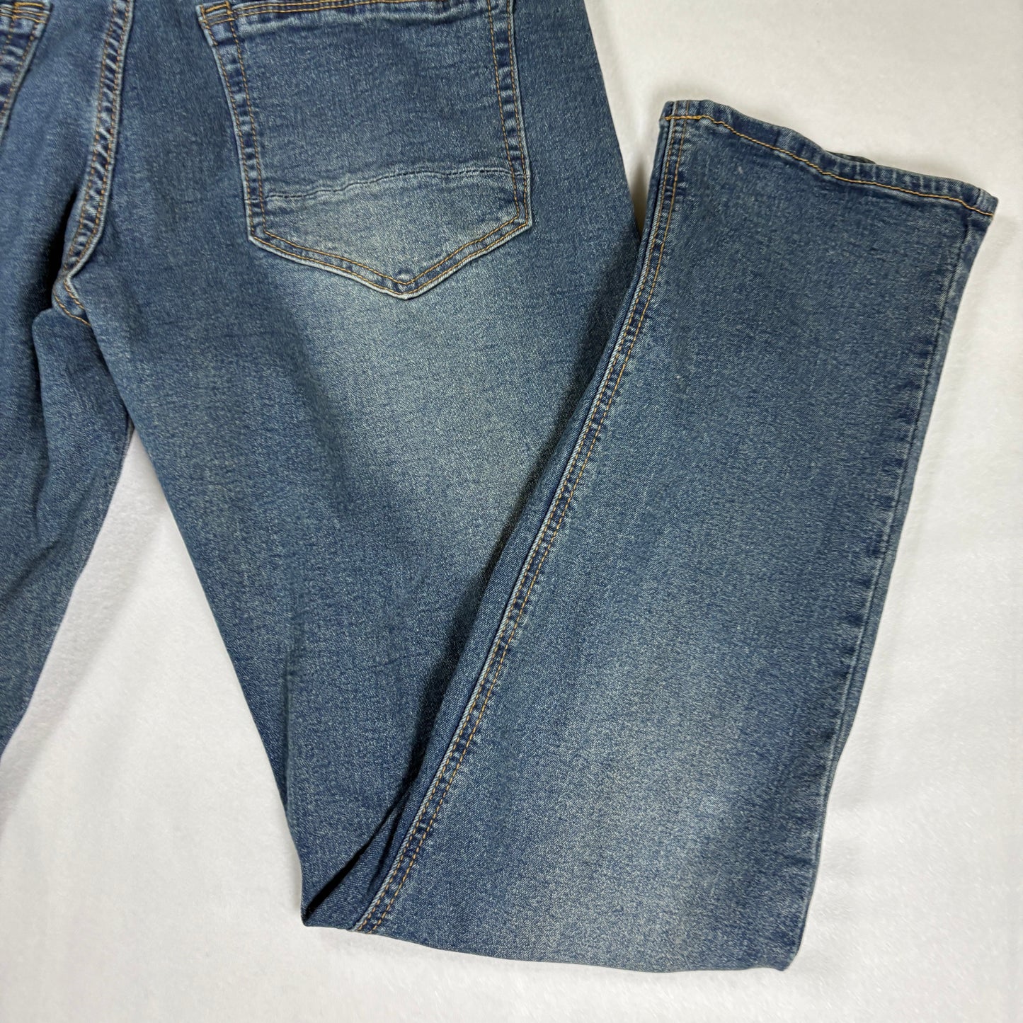 Hudson & Barrow Jeans Men 36 Blue Distressed Straight Fit Denim Faded Wash NYC