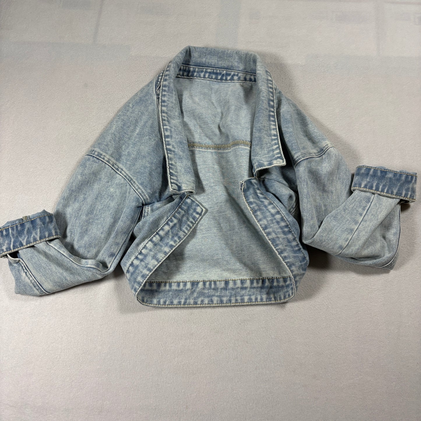 Vintage Light Wash Denim Jacket Womens Oversized Cropped 90s Grunge Streetwear