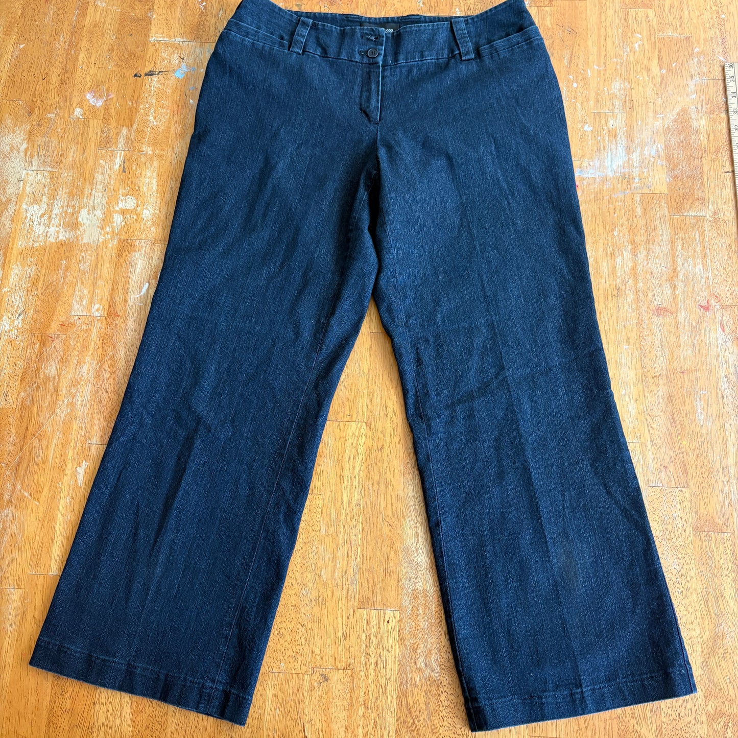 Focus 2000 Jeans Womens 8 Dark Blue Stretch Bootcut Denim Pants Classic Fit Wide