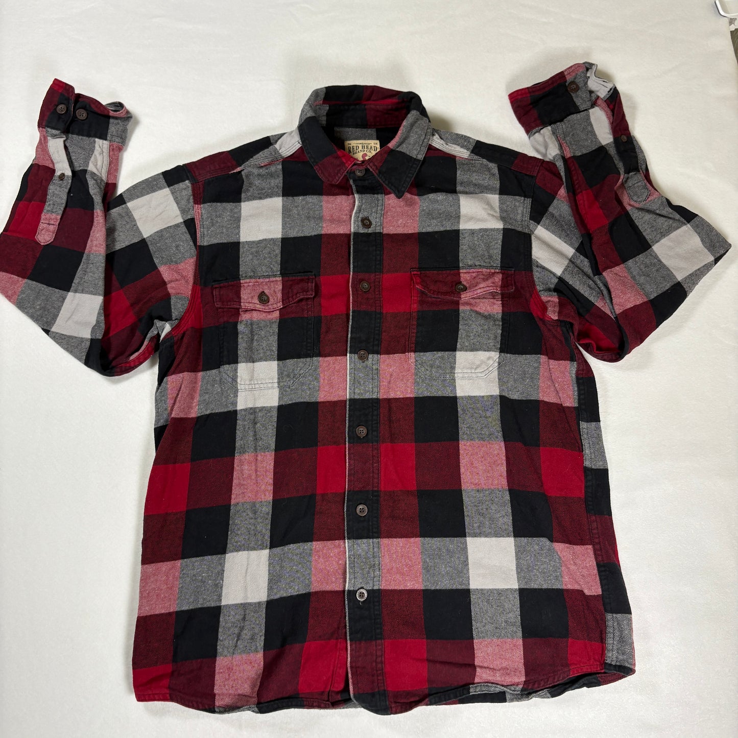 RedHead Flannel Shirt Men M Plaid Buffalo Check Long Sleeve Button Front Outdoor