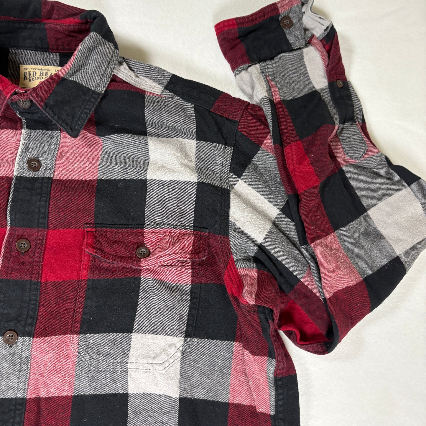 RedHead Flannel Shirt Men M Plaid Buffalo Check Long Sleeve Button Front Outdoor