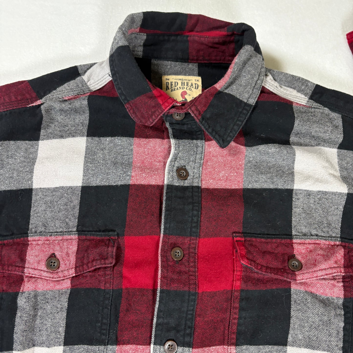 RedHead Flannel Shirt Men M Plaid Buffalo Check Long Sleeve Button Front Outdoor