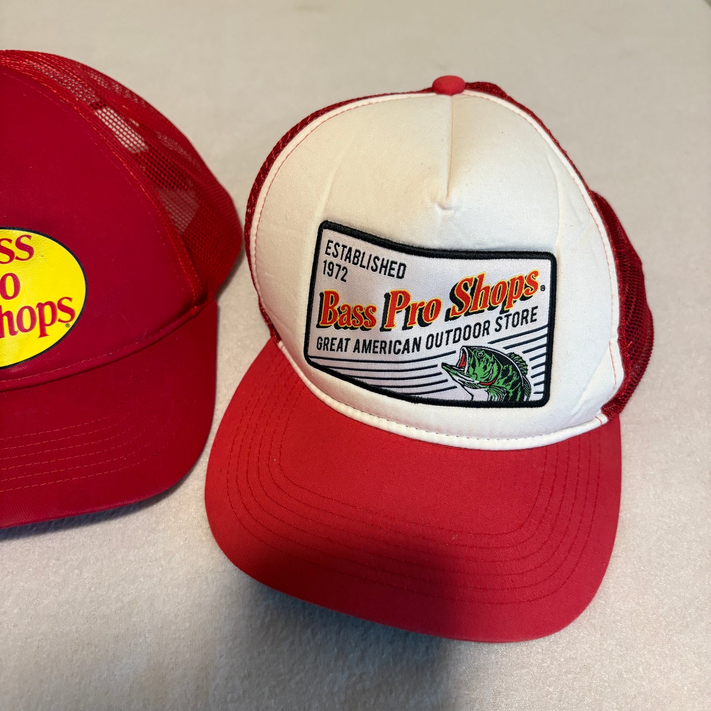 Lot 3 Bass Pro Shops Trucker Hats Mesh Snapback Fishing Caps Red Khaki Vintage