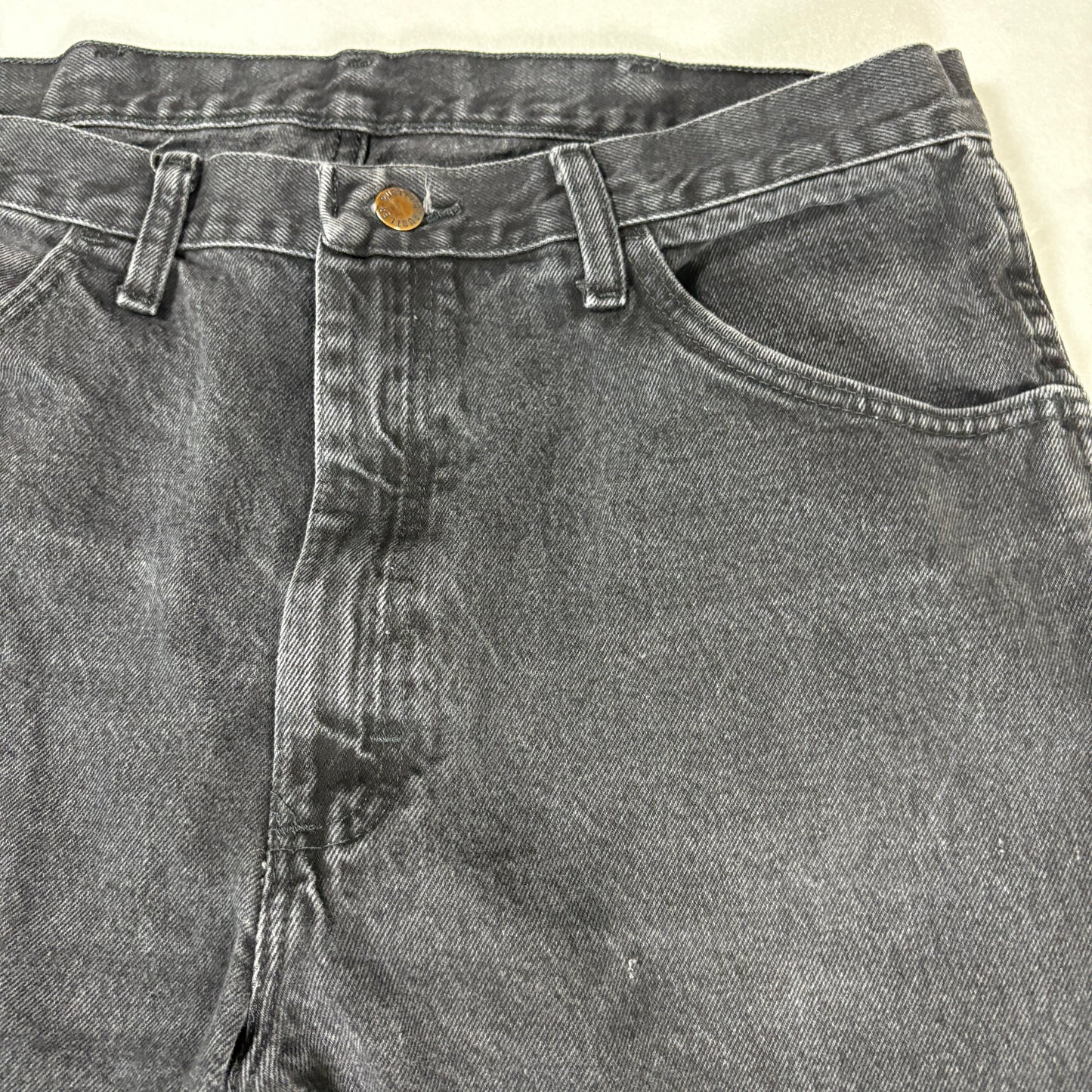 Rustler Jeans Men 36x30 Black Denim Straight Leg Classic Fit 100% Cotton