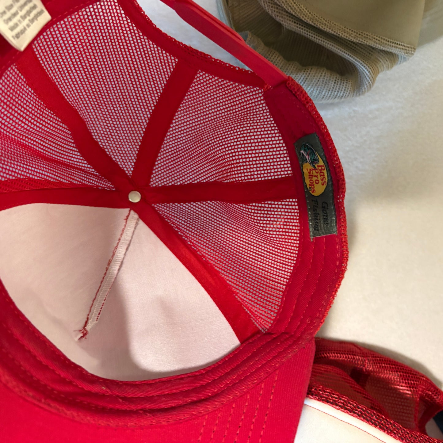 Lot 3 Bass Pro Shops Trucker Hats Mesh Snapback Fishing Caps Red Khaki Vintage