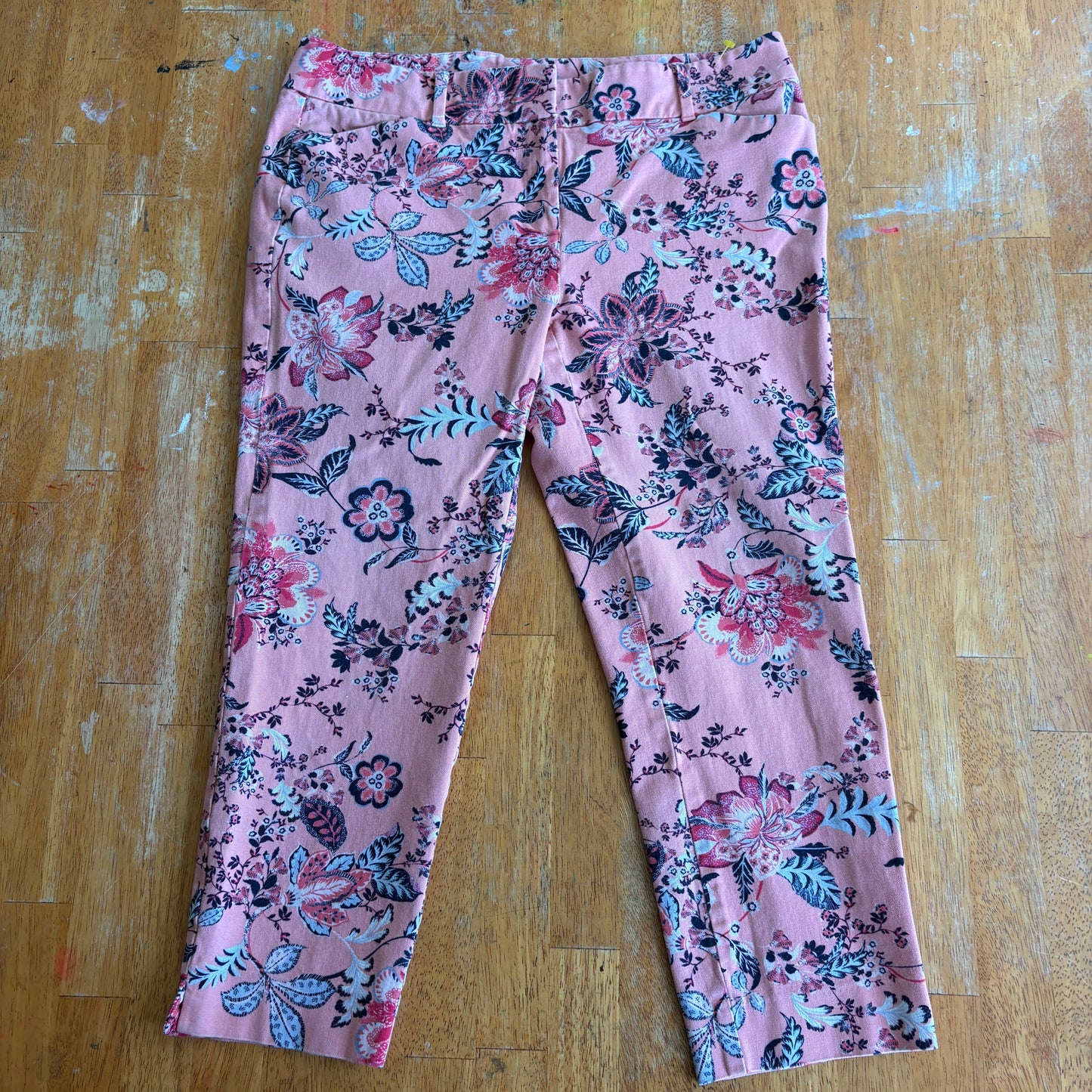 New York Company Pants Womens Size 10 Pink Floral Skinny Stretch Retro 90S Trend