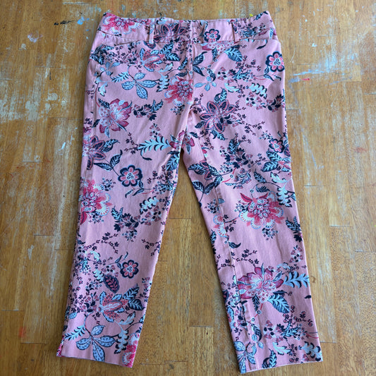 New York Company Pants Womens Size 10 Pink Floral Skinny Stretch Retro 90S Trend