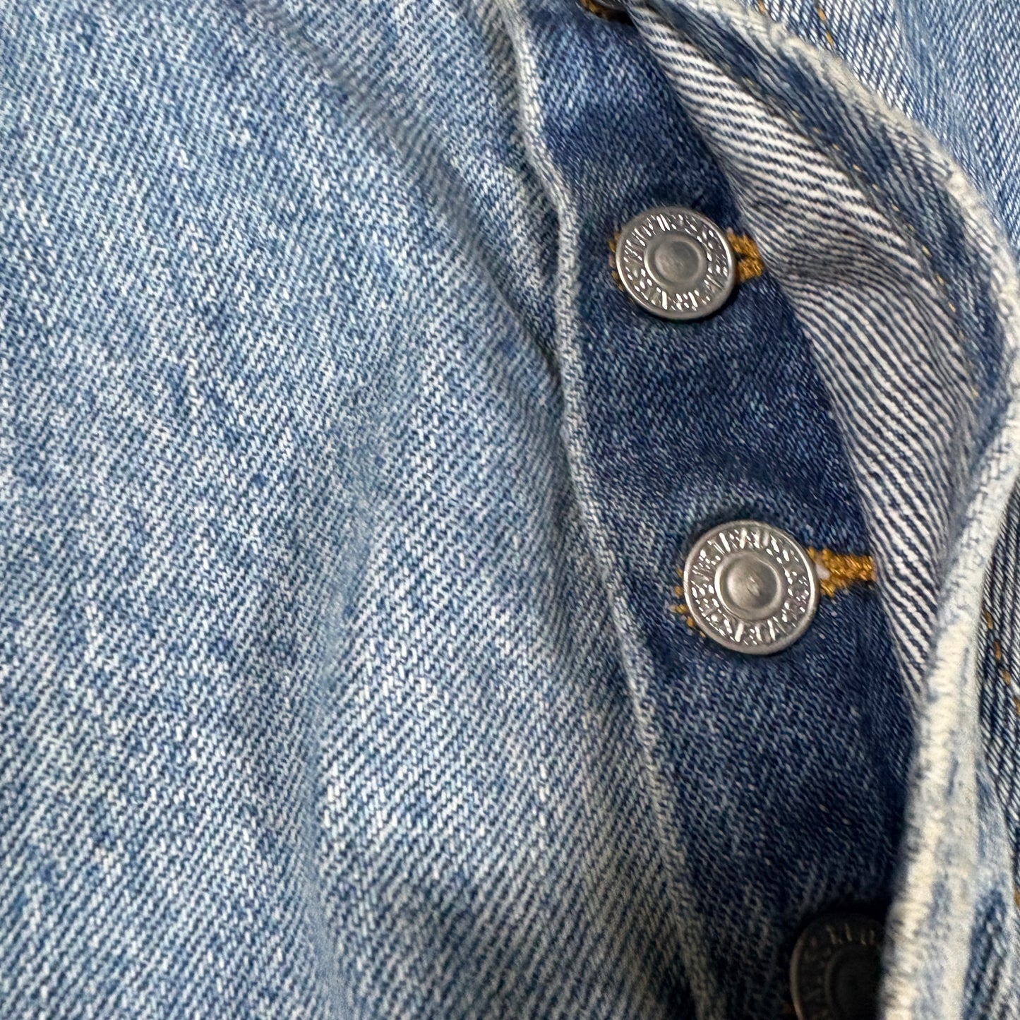 Levi’s 501 Jeans Men 36x30 Blue Denim Button Fly Vintage Distressed Stained USA Style