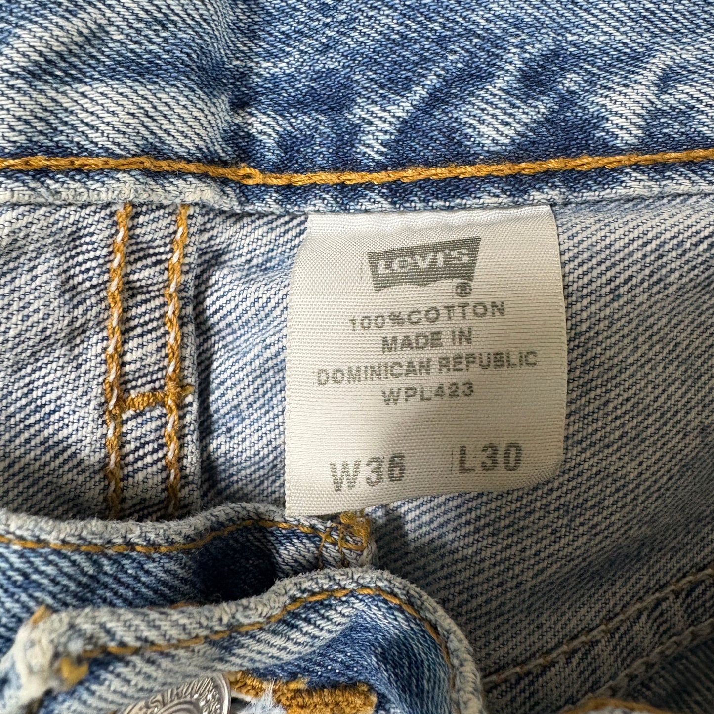 Levi’s 501 Jeans Men 36x30 Blue Denim Button Fly Vintage Distressed Stained USA Style