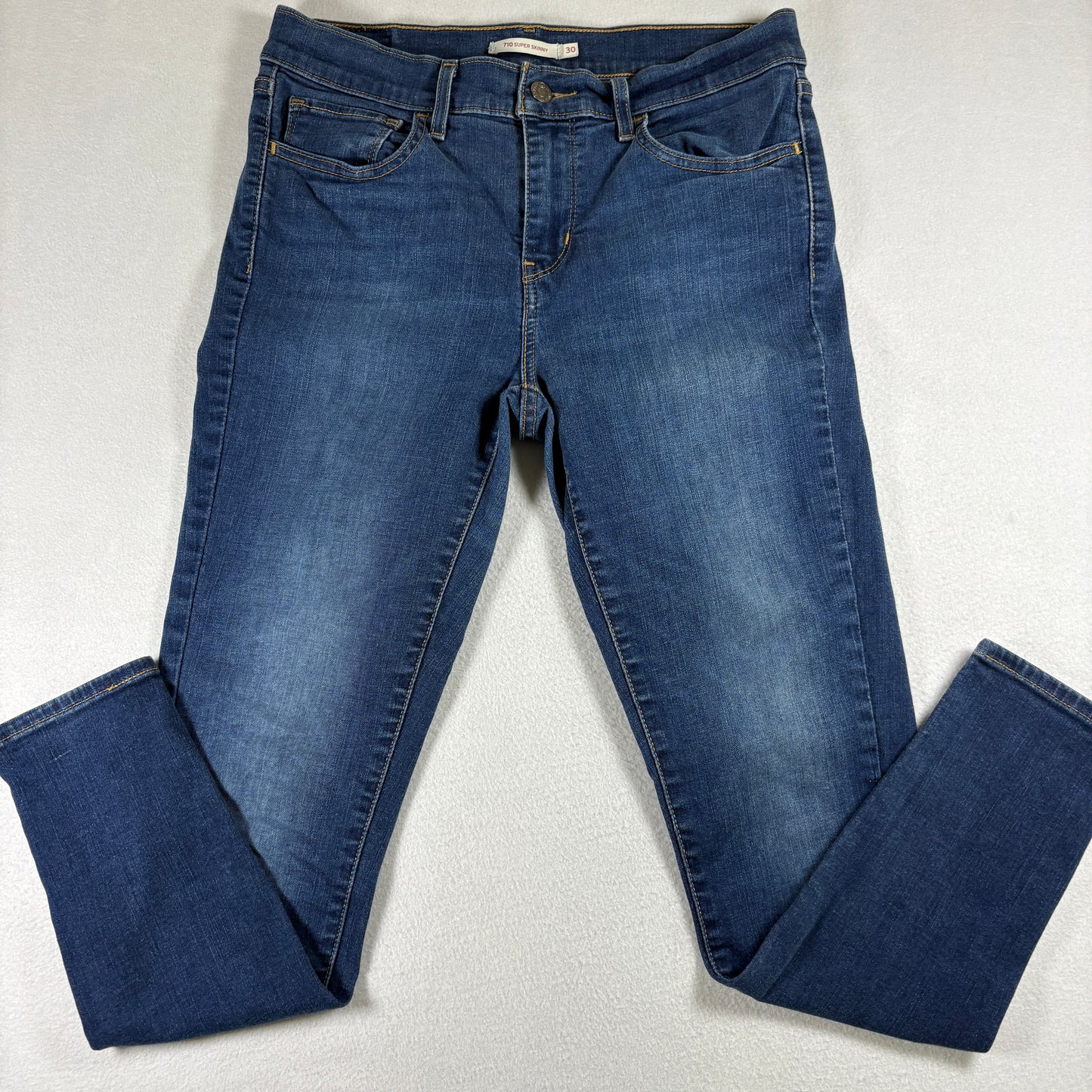 Levis Womens 710 Super Skinny Jeans W30 L28 Blue Stretch Denim Y2K 90s Slim Fit